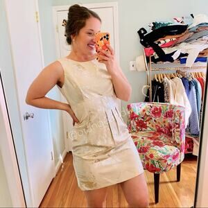 Lela Rose Gold Champagne Formal Mini Dress 4